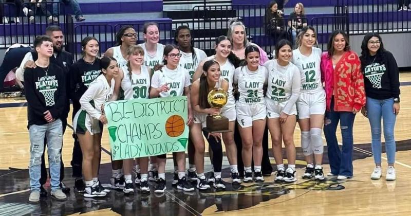 WINNING WINDS “We put the girls program back on the map,” said Lady Winds coach Adam Zepeda of his 2022–23 basketball squad, the first to win a playoff game in a dozen years. | COURTESY PHOTO