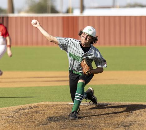 LOSSES TO LOCKNEY “We struggled a little bit hitting the ball” in the two-game series with Lockney, said coach Danny Brittain,“but Kyler Gillespie pitched really well and kept it close.” | CERVANTES PHOTOGRAPHY