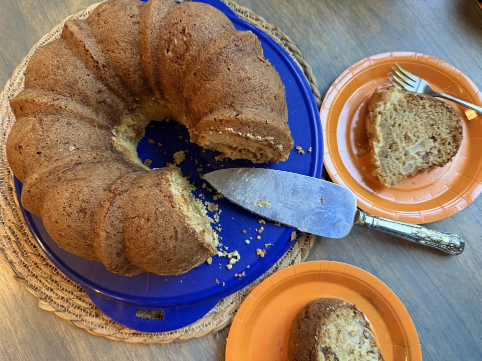 APPLE-ZUCCHINI UPSIDE-DOWN CRUMBLE BUNDT Try saying that three times fast! But this cake is a great combination for using what your fall garden might yield. | ANGELINA LaRUE PHOTO