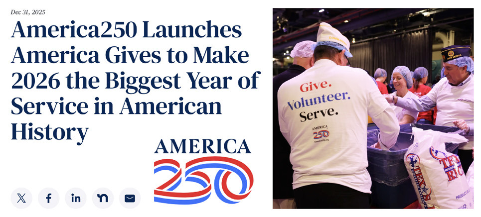 STARTING JAN. 1, AMERICA GIVES challenges businesses, nonprofits, schools, youth groups, faith-based networks, and organizations of all kinds to commit to increasing their volunteer efforts and measurable impact starting today.