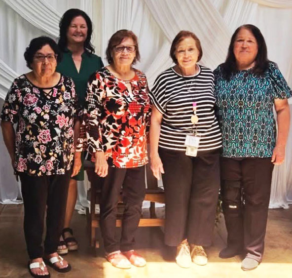 RETIREMENT BEST WISHES Floydada Collegiate ISD held their annual retirement reception last week at the Serrato Sisters Venue to celebrate the staff members for their years of service. Congratulations go to this year’s retirees, from left, Josie Torrez, Sonya Glass, Carmelita Rodriguez, Tammie Shuping, Maria Cuellar and Mae Duran (not pictured). Thank you for your service to the district. | FLOYDADA CISD PHOTO