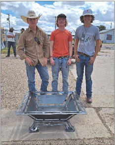 Receiving 5th place at the first annual Cotton Field Classic Build-Off was, from left, Jaxson Smith, Kason Hughes, Kyler Gillespie. | FLOYDADA FFA PHOTOS