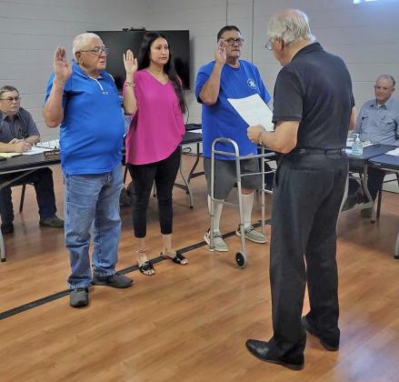 SWEARING IN The City of Lockney’s newest city council members were sworn in at last week’s meeting. Shown are Edward Marks, Rosio Reyes and Donnie McLaughlin. | COURTESY PHOTO