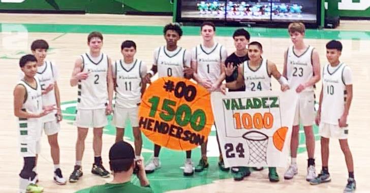 WHIRLWIND SENIORS Tyrean Henderson (middle) reached a milestone of scoring 1,500 career points and Sergio Valadez (right) reached 1,000 career points last Friday night while playing against the New Deal Lions. | NOAH FIERROS PHOTO