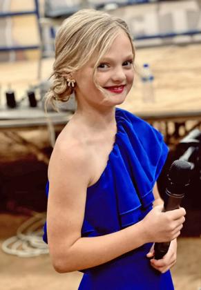 HOMETOWN TALENT At only 8, Laiken Brock, daughter of Taylor and Marissa Brock of Silverton, hopes to be selected to sing the national anthem at this year’s National Finals Rodeo in Las Vegas. | KODIE FAIRCHILD