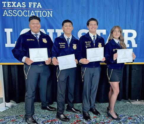 LOCKNEY LONE STARS 2025 FFA Lone Star degree recipients (from left) were Adrian Jimenez, Nickolas Cervantes, Rylee Austin and Emma Nelson. | COURTESY PHOTO