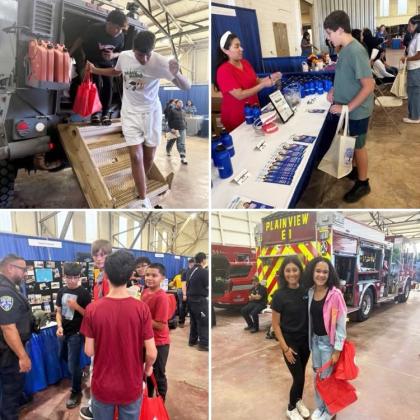 Floydada Collegiate Junior High eighth graders attended a career fair at South Plains College in Plainview last week. The students listened to guest speaker Gabriel Salazar, then they explored different career booths to get more insight into what job opportunities are available. | FLOYDADA CISD PHOTOS