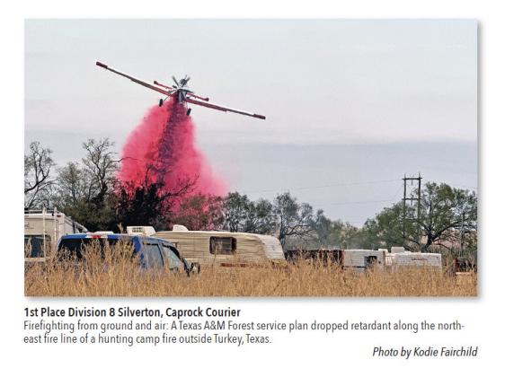 RIGHT PLACE, RIGHT TIME The Caprock Courier’s inaugural Press Forward journalist, Kodie Fairchild, got this firstplace photograph by being not only a reporter—but an air-ambulance medic on the site.