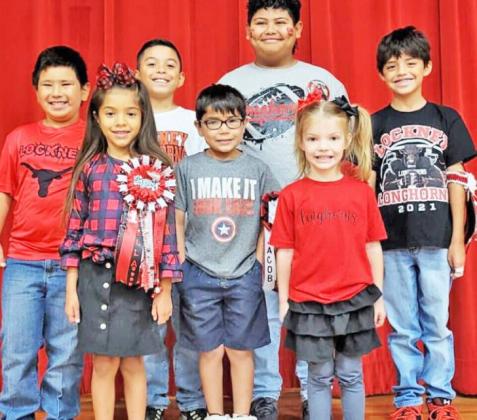 LITTLE LONGHORNS FOR SEPTEMBER were recognized on Oct. 1, 2021. Shown are, back row, l-r, Jayden Gonzales, Elijah Jimenez, Manny Rubio, Dax Guerrero; front row, l-r, Isabella Luna, Jacob Nunez and Sage Castro.