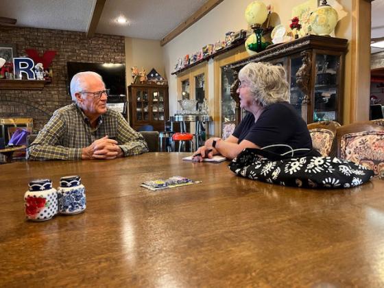 REV. HAROLD HARRISON (left) describes his journey of faith to columnist Sue Jane Sullivan. | COURTESY PHOTO