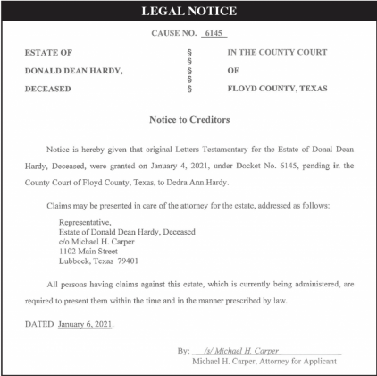 Legal Notices 01/13/2021