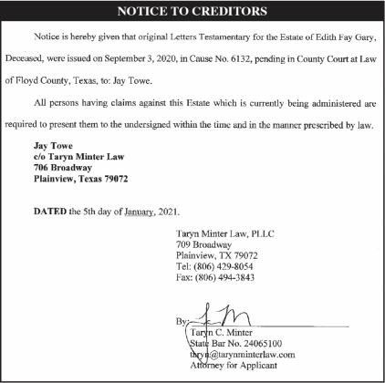 Legal Notices 01/13/2021