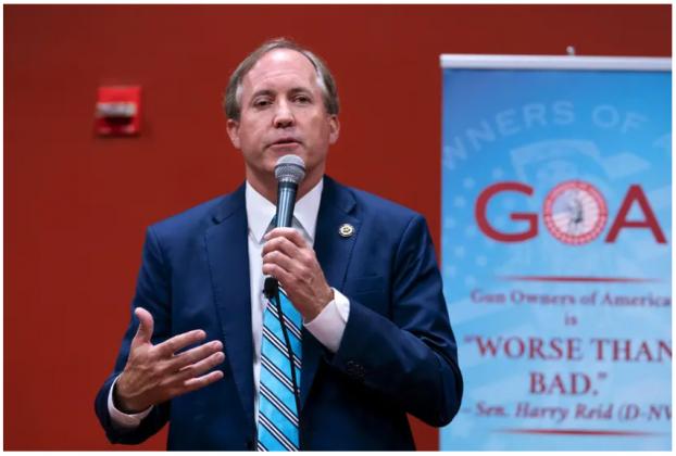 Attorney General Ken Paxton is shown speaking to the Gun Owners of America assembly in 2018. Credit: Bob Daemmrich for The Texas Tribune