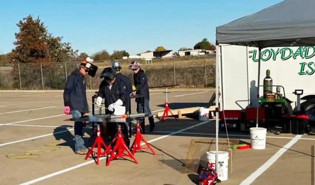 BRINGS HOME TROPHY The Floydada Collegiate High School Ag Welding Team traveled to Springtown, Texas, last week to compete in the Springtown Build-Off. They secured fourth place out of fifteen teams, bringing home another trophy to add to the school’s collection. Members of the welding team are Diego Martinez, Robert Luna, Jr., Dustin Zavala and Josemaria (Chema) Lara. FFA Advisor/Welding Instructor Cory Davis said, “We are incredibly proud of these young welders for their hard work and their ability to lea