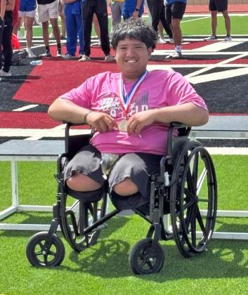 TOBY ZEPEDA will participate in the UIL State track meet Friday, representing Floydada High School in the wheelchair shot put. | COURTESY PHOTO