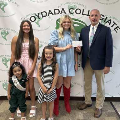 FLOYD COUNTY ROYALTY 2025 presented Floydada ISD with a thank you for allowing the pageant to be held at the high school. | COURTESY PHOTO