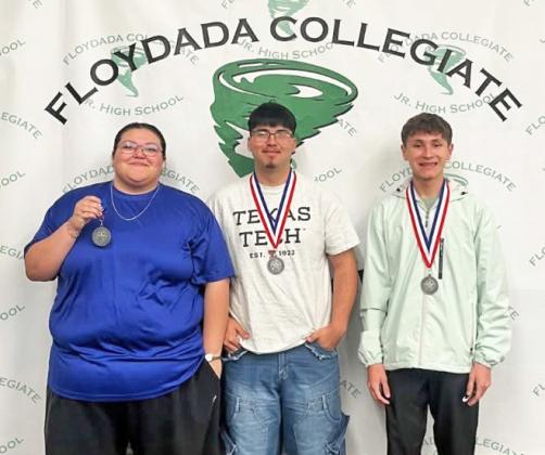 The Floydada CHS Spelling team placed 2nd. Members of the team were Ava Gonzales, JD Pesina and Martin Ramirez. Not pictured Alexa Brown. | FLOYDADA CISD PHOTO