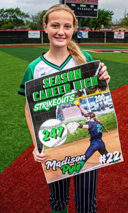 SERIES SWEEP Lady Winds’ Kirsten Pyle added to her season pitching record with two wins against Sunray last week. | NOAH FIERROS PHOTO