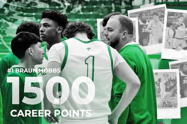 MAJOR MILESTONE Floydada boys basketball player Braun Hobbs scored his 1,500 career point last week.