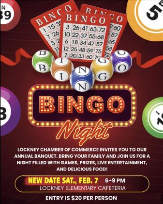 BANQUET RESCHEDULED The Lockney Chamber of Commerce has moved its annual Chamber Banquet to Saturday, Feb. 7, at the Lockney Elementary School Cafeteria from 6 to 9 p.m. Cost is $20 at the door.