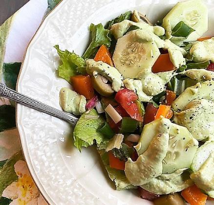 GREEN GODDESS DRESSING originally consisted of mayonnaise, sour cream, lots of green herbs, and typically, lemon juice—but this freshened-up version features avocado or tahini. | ANGELINA LARUE PHOTO