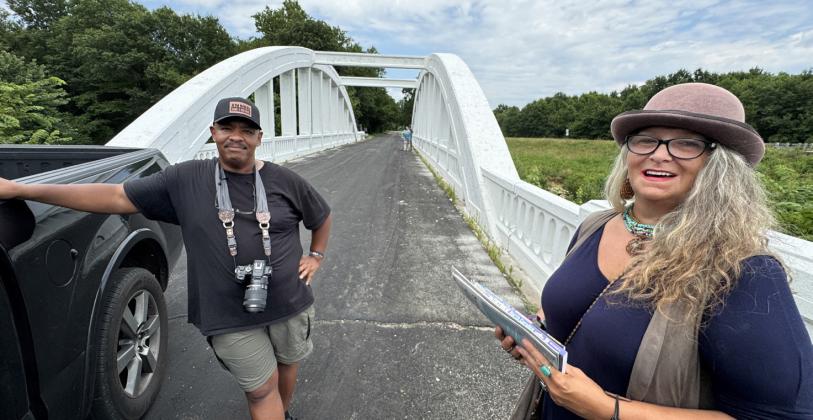 AT THE MARSH ARCH BRIDGE in Riverton, Kansas, photographers Rick Pulley and Tammy Roberts took advantage of the scenic spot for some publicity takes. Pulley, also a musician, supports a veterans project called Bands &amp;lt;4&amp;gt; Brothers | THE TEXAS SPUR