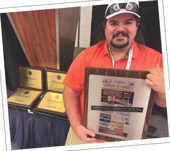 SWEEPSTAKES WINNER in Division 10, the state’s smallestcirculation weekly newspapers, was The Post Dispatch, a first for the Garza County newspaper. Claiming the honors for the Dispatch was sports journalist Russ Morris ( above, at the awards luncheon in Dallas June 20). Sweepstakes is awarded to the competing newspaper with the highest score of points won that year in all coverage categories.