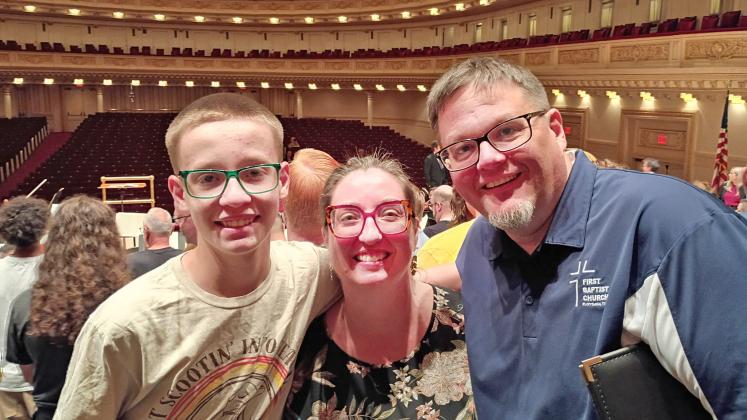 FAMILY AFFAIR 14-year-old Wesley Crowe, a rising sophomore at Floydada High School, joined his parents, Dr. Rebekah Crowe (center) and Ryan Crowe, in a choir performance at Carnegie Hall in New York City earlier this month. | COURTESY PHOTO