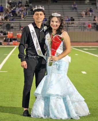 2024 FLOYDADA CHS HOMECOMING QUEEN AND KING, presented during last Friday night’s varisty football game halftime show, were Katelyn Ramirez (right) and Caleb Speed. | FCISD PHOTO
