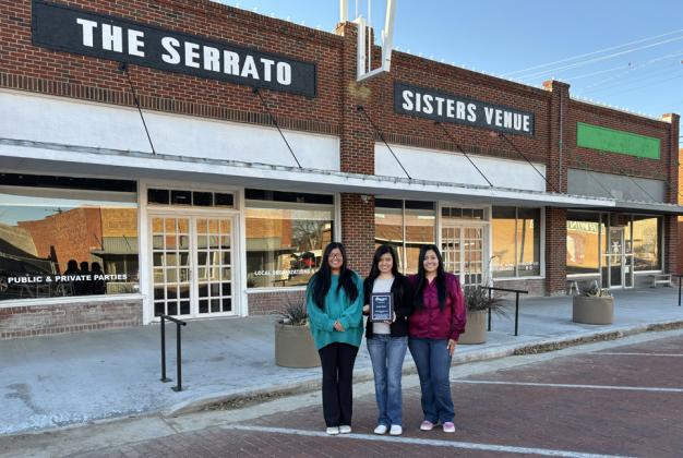 SISTER ACT The Serrato Sisters of Floydada, who launched their business enterprises in the 200 block of South Main Street starting in 2020 and renovated the century-old commercial buildings to welcome the public, were honored earlier this month as the Floydada Chamber of Commerce’s 2025 Business of theYear. Below are their comments upon receiving the award. | HESPERIANBEACON