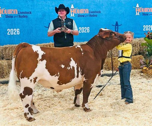 FLOYDADA HOUSTON LIVESTOCK SHOW HONOR Congratulations go Carson Kellison and her calf, Mr. Bojangles. She is a Floydada FFA 3rd grader and class winner light weight AOC competitor whose calf sold for $25,000 at the March 2026 Houston Livestock Show. | COURTESY PHOTO
