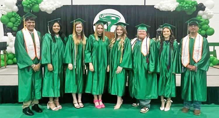 PROFESSIONAL CREDENTIALS Congratulations go to the following 2025 Floydada Collegiate High School seniors who earned certifications this year In Phlebotomy; JD Pesina and Angel Garza; Teacher’s Aide, Ava Gonzales, Callie Brittain, Allyson Romero and Chloye Criswell; EKG Tech, Amelia Snowden; Certified Medical Assistant (completing programs in July), Angel Garza, Isabel Gonzalez, Natalie Hernandez and JD Pesina. | FCISD PHOTO