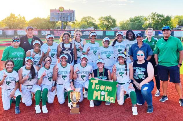 LADY WINDS AREA CHAMPS The Floydada Lady Winds defeated the Sunray Lady Cats Friday, May 6 in two games of a three-game series. They will play the Clarendon Lady Broncos in the 2A Regional Quarterfinals on Friday, May 13. | COURTESY PHOTO