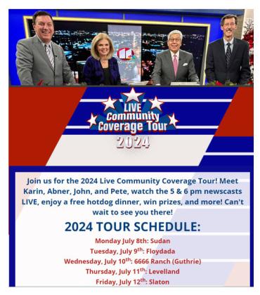 LIGHTS, CAMERA, ACTION Next Tuesday evening, KCBD-TV crewswill bring their Community Coverage Tour to Floydada’s City Park. | COURTESY PHOTOS