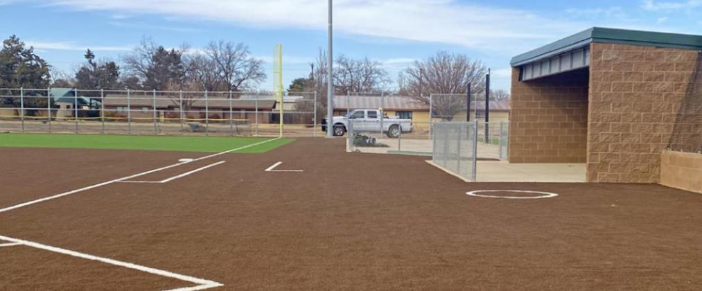 NEW DIGS, NEW DUGOUTS On a sunnier day Feb. 22, Lady Winds Field is showing off its shine, though many features remain to be installed. | BARBARA ANDERSON PHOTO