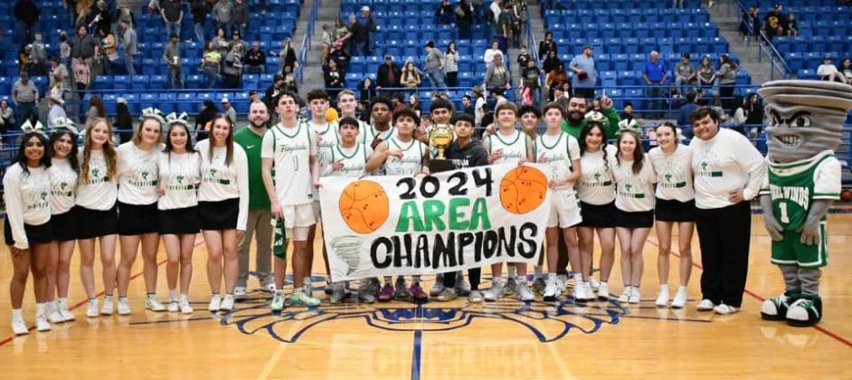 AREA CHAMPIONS Tuesday evening the Whirlwinds were to play Farwell at Lubbock Christian University for the Regional Quarterfinals. They won the Area championship last week defeating Wheeler 86-75. | FLOYDADA YEARBOOK PHOTO