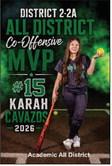 KARAH CAVAZOS Co-Offensive Most Valuable Player Academic All District
