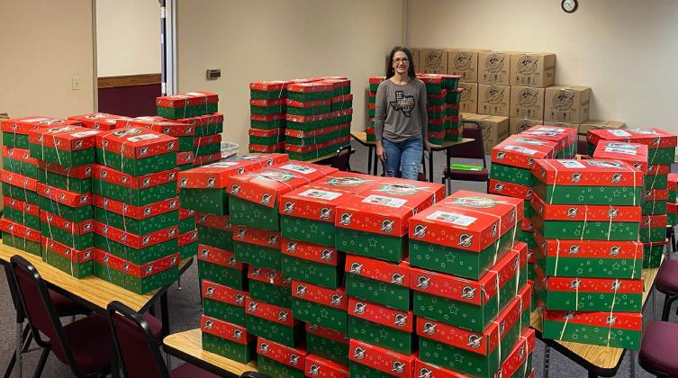Floydada First Baptist Church collects Operation Christmas Child shoeboxes