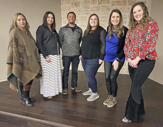 CHAMBER VOLUNTEERS Board members of the Floydada Chamber of Commerce and Agriculture attended the organization’s annual banquet January 19. From left, board members Diane Alvarez, Bailey Nutt, Isaac Martinez (incoming chamber manager), Kalli Martin (president), Whitley Nutt (vice president) and Jennifer Greer (secretary and treasurer). Not shown is board member Lily Campbell. | HESPERIAN-BEACON