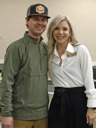 CHAMBER GUEST Kaci Morris of Muleshoe (right), field representative for Sen. Jodey Arrington, attended the Floydada Chamber banquet last week. | HESPERIAN-BEACON