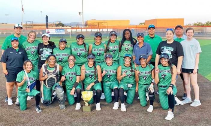LADY WINDS CLAIM 2A REGIONAL QUARTERFINAL CHAMPIONSHIP Friday, May 13, after sweeping the Clarendon Lady Broncos in two games of a three-game series. They will play the state champ Stamford Lady Bulldogs in the 2A Regional Semifinal on Friday, May 20 in Big Spring.