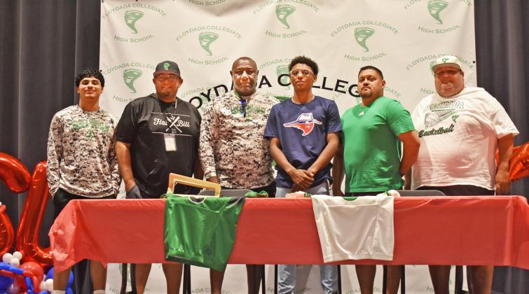 HENDERSON SIGNS Tyrean (Ty) Henderson, a 2025 Floydada Collegiate High School graduate and athlete, has committed to play football for the Oklahoma Panhandle State University Aggies. He officially signed his letter of intent on May 27, 2025 with family, friends and coaches in attendance. | COURTESY PHOTO