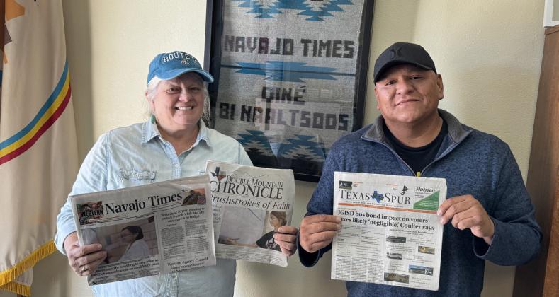 NEWSPAPER SWAP The Navajo Times is the largest independent, Native American-owned weekly newspaper in the U.S., based in Window Rock, Arizona, capital of the Navajo Nation. Founded in 1959 as a tribal newsletter, today it counts a circulation of 24,900 with more than 150,000 weekly readers. Our Texas Spur staff dropped by the paper’s offices in October 2025. | TEXAS SPUR