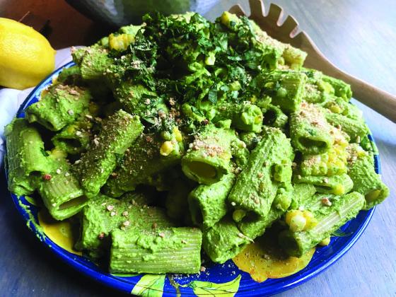 Creamy Pesto Pasta with Fresh Corn. | ANGELINA LARUE photo