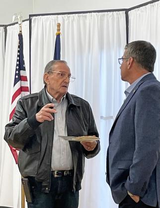 SMALL TOWNS, BIG IDEAS Lockney City Manager Buster Poling (left) welcomed State Sen. Charles Perry to address the local Small Towns Group Jan. 31 in Plainview. | HESPERIAN-BEACON