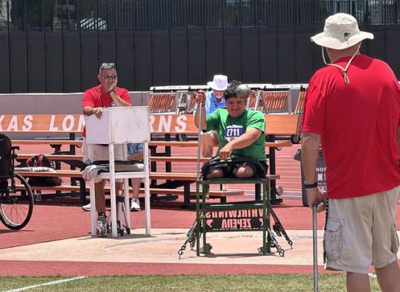 STATE TRACK Toby Zepeda of Floydada finished 6th with a throw of 18-2.50 in wheelchair shot put at the State track meet Friday in Austin. | COURTESY PHOTO
