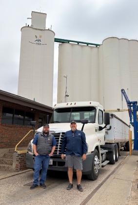 FIRST LOAD OF FLOYD COUNTY WHEAT for the 2026 harvest season was delivered to Producers Coop Elevator on May 16, 2026 by Ian McIntosh. | COURTESY PHOTO