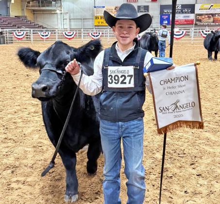 GRAND CHAMPION Congratulations to Braxton Cole for winning Grand Champion Chi heifer at the 2025 San Angelo Stock Show held last week. Braxton is the son of Senee (Foster) and Asa Cole of Lockney. | COURTESY PHOTO