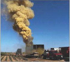PUMPKIN PREDICAMENT On Sunday, Sept. 24, as pumpkin harvest continued at the Assiter Punkin Ranch south of Floydada, a trailer partially loaded with produce caught fire. The organization first expressed concern for the trailer’s owner, Cris, and thanks to the fire department. The fire started in the trailer’s reefer unit, according to Assiter’s Facebook post later that day. | COURTESY PHOTOS