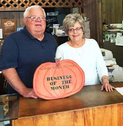 FLOYDADA CITIZEN HONORS The Floydada Chamber of Commerce and Agriculture named Floydada mayor Bobby Gilliland, shown here with his wife, Barbara in an earlier Business of the Month award, as Citizen of the Year for 2022. | COURTESY PHOTO